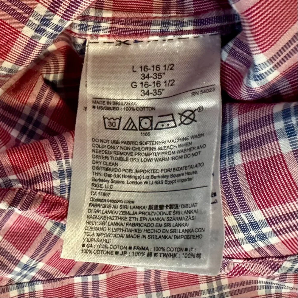 Banana Republic Lot of 2 Men's Long Sleeve Plaid Button Down Shirts Size Large